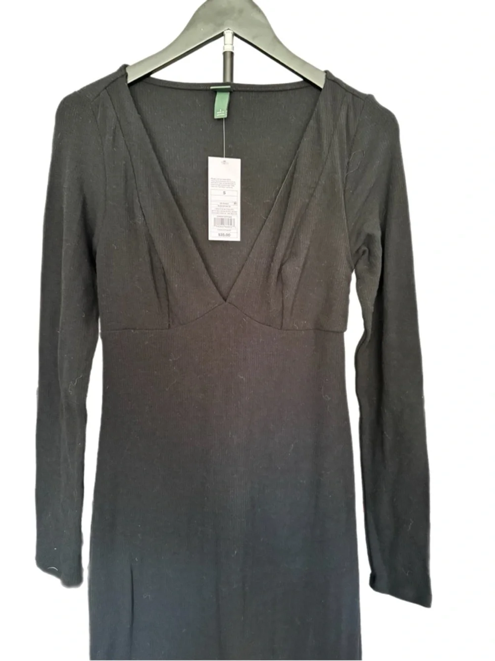 Wild Fable Black Long Sleeve V-Neck Maxi Dress -